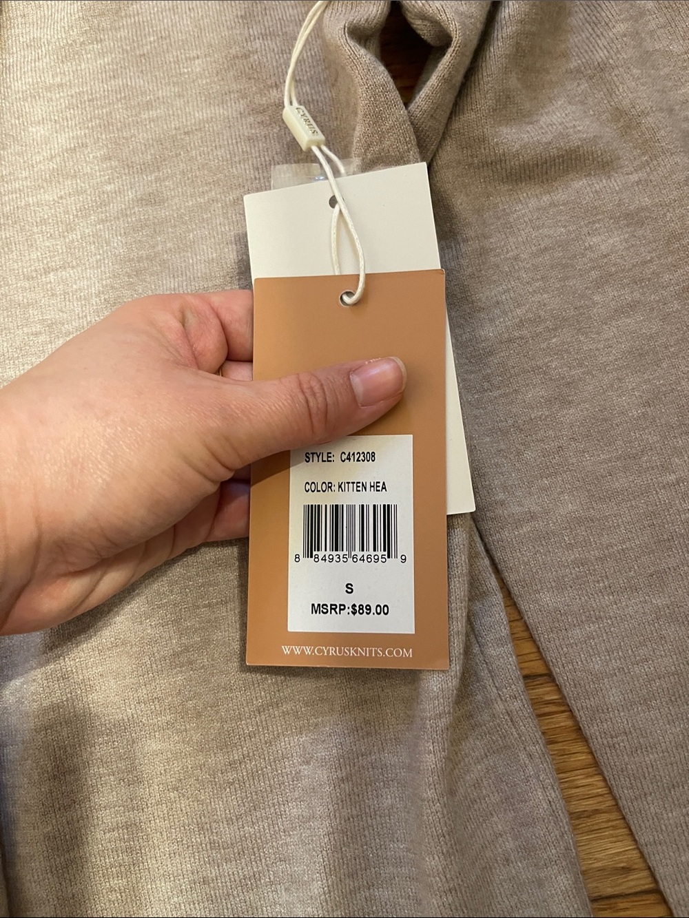 NWT Cyrus Light Taupe Open Front Rolled Hem Cardigan Sz S - Picture 6 of 11